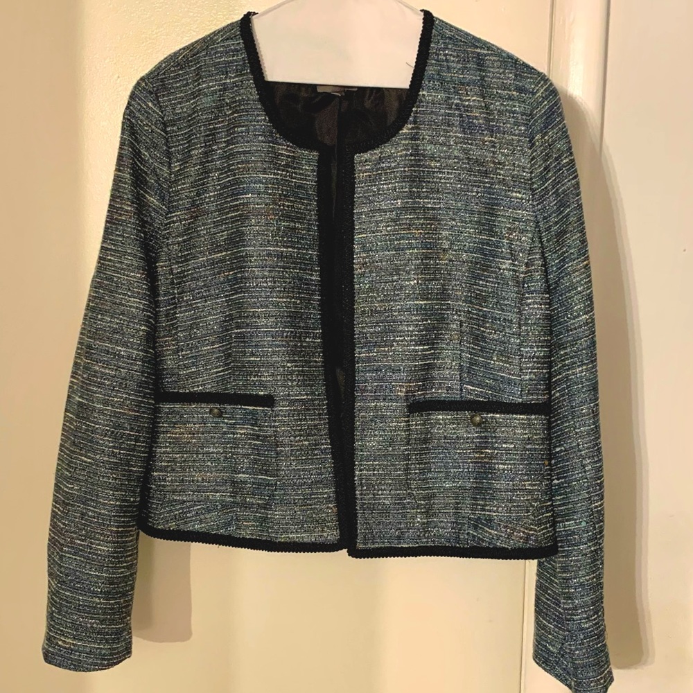 Multi-color with black detailing lined blazer with pockets XL